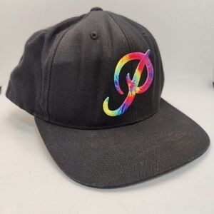 Primitive Apparel Snapback Tie dye Letter P Cap Black Rainbow Colorful Hat OS